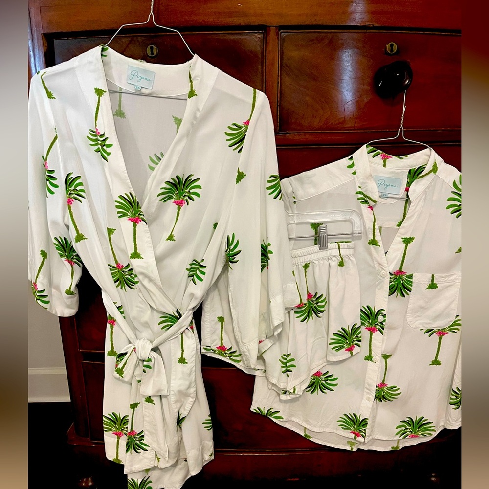 Piyama Pajama Shorts Set and Matching Robe XS/S